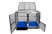 43" Stackable Double Door Foldable Stainless Steel Cage with Feeder Doors and Removable Divider