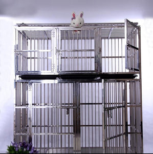 62"×30" 2-Tier 5-Door Stainless Steel Stackable And Foldable With Removable Divider Cage Bank