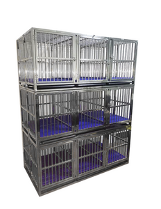 62"×28"×82" 3-Tier Stainless Steel Foldable Cage Bank 9 Doors